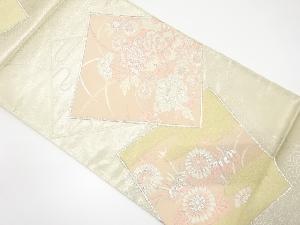 アンティーク　色紙に草花模様織り出し袋帯（着用可）